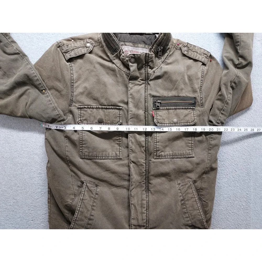 Levis Men Field Jacket S Brown Utility Zip Front Stand Collar Pockets Workwear